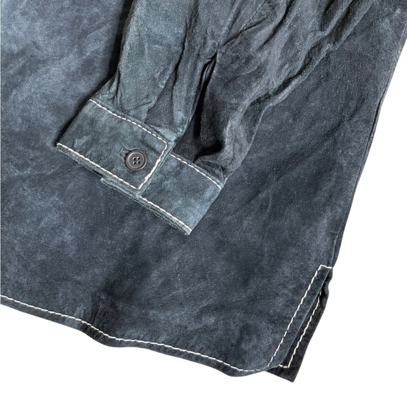 QVC Dialogue women burnout black washable leather suede size 1X lined Shacket - Picture 7 of 12